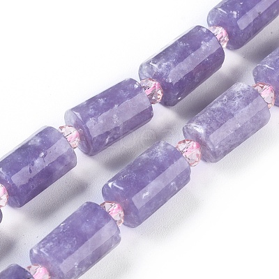 Natural Lepidolite/Purple Mica Stone Beads Strands G-F653-21-1