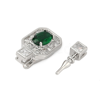 Brass Micro Pave Cubic Zirconia Box Clasps KK-P291-36P-1