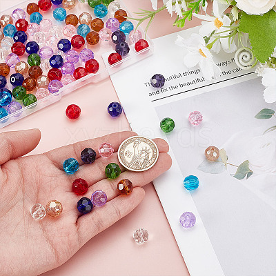 100Pcs 10 Colors Transparent Glass Beads GLAA-HY0001-52-1