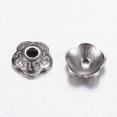 Tarnish Resistant 5-Petal 304 Stainless Steel Bead Cap STAS-N0005-01P-1