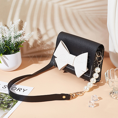 2Pcs 2 Style PU Leather & Round ABS Plastic Imitation Pearl Bag Straps Sets FIND-WR0009-23A-1