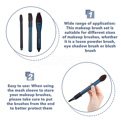 90Pcs 3 Style PE Makeup Brush Protector Reusable Expandable Mesh Cover AJEW-FH0003-18B-1