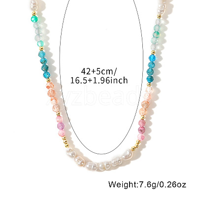 Bohemian Style Faceted Round Natural Mixed Stone Beaded Collar Necklaces UC9178-1
