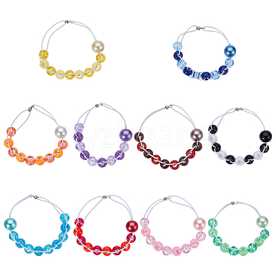 10Pcs Glass Pearl & Plastic Locking Stitch Markers HJEW-DR00062-1