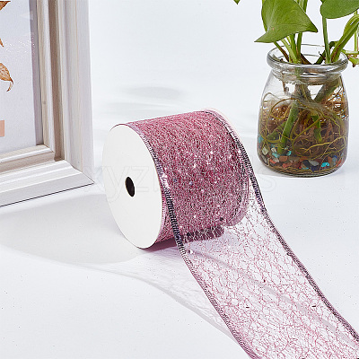 Glitter Polyester Satin Ribbon AJEW-WH0472-28B-1