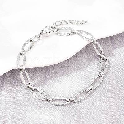 304 Stainless Steel Oval Link Chain Bracelet & Necklace Jewelry Sets SJEW-L199-03P-1