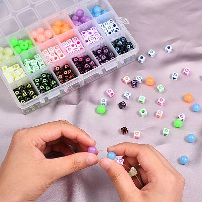 450pcs 18 Colors Opaque Acrylic European Beads MACR-SZ0001-17-1