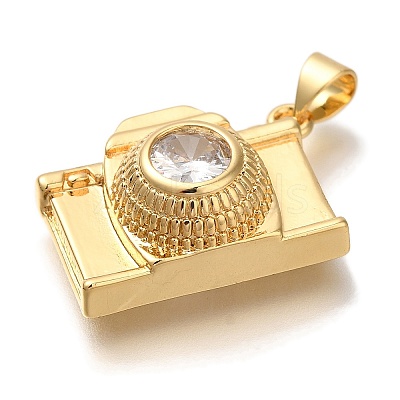Rack Plating Brass Micro Pave Cubic Zirconia Pendants X-KK-I720-21G-1