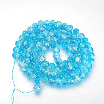Baking Paint Transparent Crackle Glass Round Bead Strands DGLA-Q018-6mm-03-1