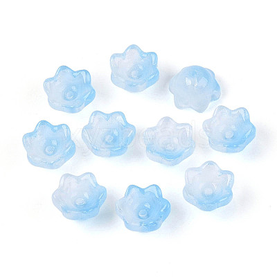 Transparent Two Tone Spray Painted Glass Bead Caps A-GLAA-Q089-002B-001-1