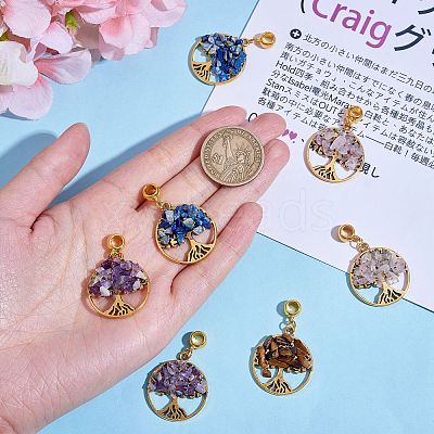 20Pcs 4 Styles Natural Mixed Stone Chip European Dangle Charms G-SZ0002-18-1