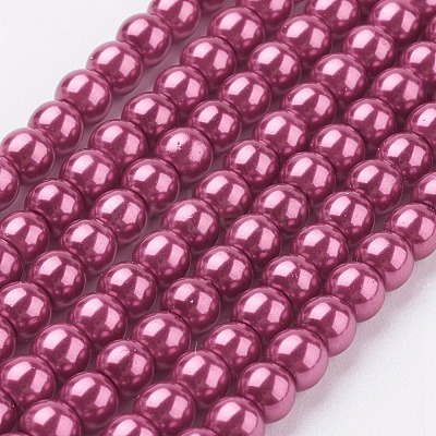 Eco-Friendly Dyed Glass Pearl Round Beads Strands HY-A002-4mm-RB027-1