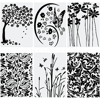 6Pcs 6 Styles Plastic Embossing Folders DIY-SP0005-35-1