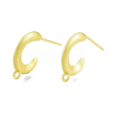 Rack Plating C-Shape Brass Stud Earring Findings KK-G437-12MG-1