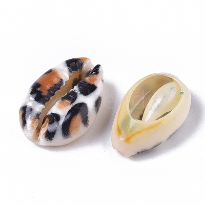Printed Natural Cowrie Shell Beads SSHEL-R047-01-B03-1