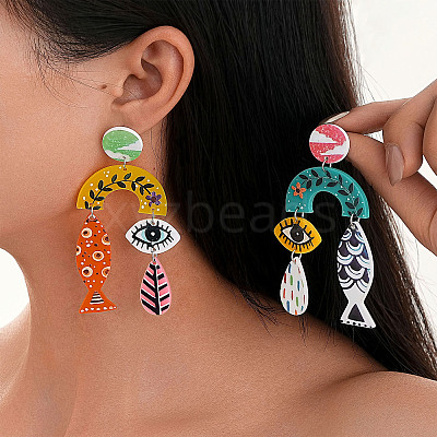 Acrylic Dangle Stud Earrings FS-WGB75AC-01-1