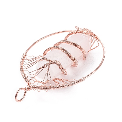 Natural Rose Quartz Big Pendants G-F702-02RG-A-1
