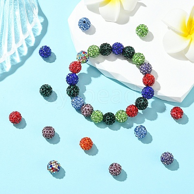30Pcs Pave Disco Ball Beads RB-YW0001-14I-1