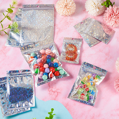 60Pcs 3 Styles Laser Plastic Resealable Bags ABAG-TA0001-56A-1