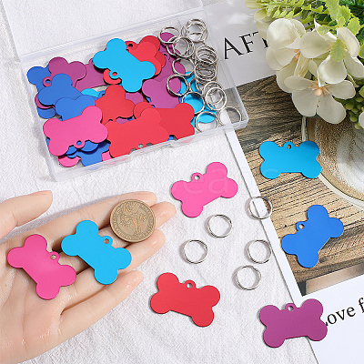 40Pcs 5 Colors Pet Aluminium Pendants FIND-SP0002-44-1