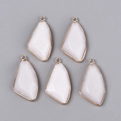 Natural White Jade Faceted Pendants G-Q606-51G-1