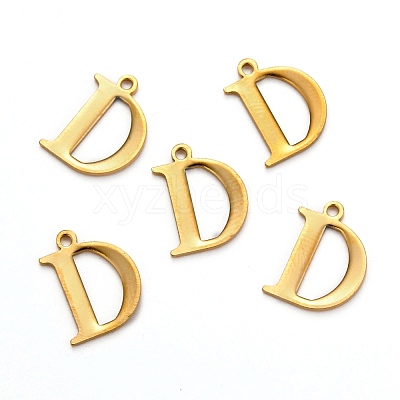 Ion Plating(IP) 304 Stainless Steel Alphabet Charms STAS-H122-D-G-1
