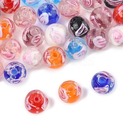 32Pcs 8 Colors Handmade Luminous Inner Flower Lampwork Beads LAMP-FS0001-34-1