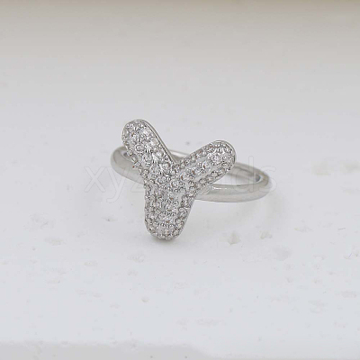 Brass Micro Pave Clear Cubic Zirconia Cuff Rings FS-WG17FF6-25-1