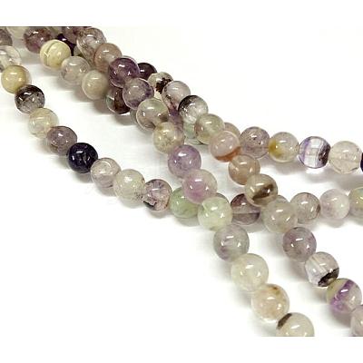 Natural Purple Fluorite Round Bead Strands G-P070-62-8mm-1