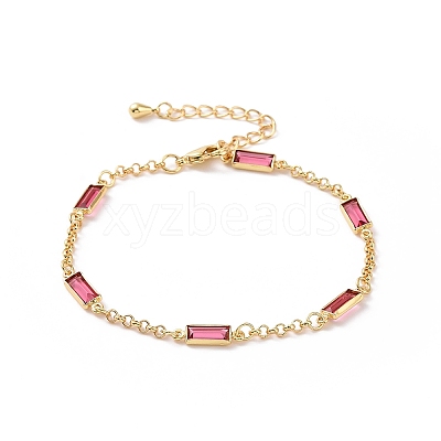 Rectangle Cubic Zirconia Chain Bracelets BJEW-G654-02G-1