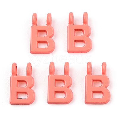 Rack Plating Spray Painted Alloy 2-Loop Link Pendants PALLOY-N176-01B-1