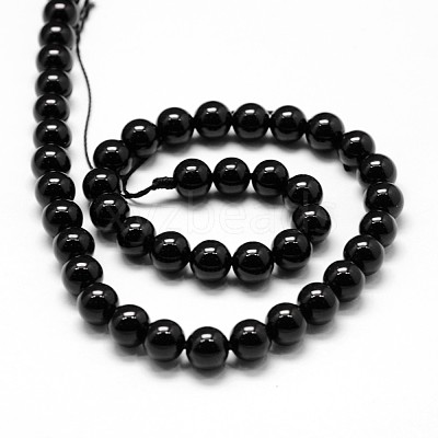 Natural Black Tourmaline Beads Strands X-G-P132-17-8mm-1