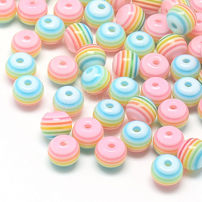 Transparent Stripe Resin Beads X-RESI-S345-6mm-09-1