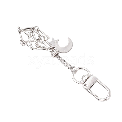 Brass Macrame Pouch Empty Stone Holder Pendant Decoration HJEW-JM03303-02-1