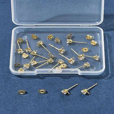 16Pcs Brass Stud Earring Findings KK-FS0001-56G-1