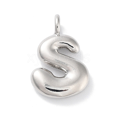 Rack Plating Brass Balloon Letter Pendants KK-C050-01P-S-1