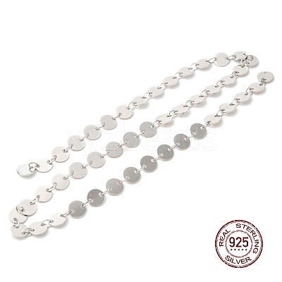 Anti-Tarnish Rhodium Plated 925 Sterling Silver Flat Round Link Chains STER-NH0001-27A-P-1