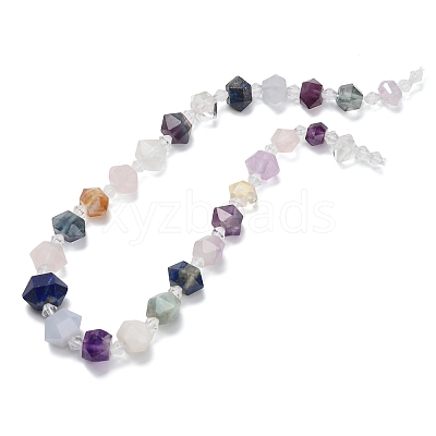 Natural Rose Quartz & Amethyst & Lapis Lazuli & Amazonite & Apatite & Sunstone & Moonstone Beads Strands G-L642-D03-01-1
