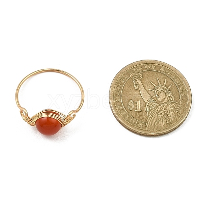 Natural Mixed Gemstone Braided Bead Finger Ring RJEW-JR00588-02-1