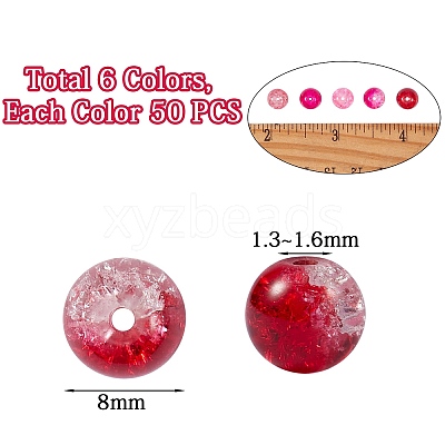 300Pcs 6 Colors Spray Painted Crackle Glass Beads CCG-SZ0001-11A-1