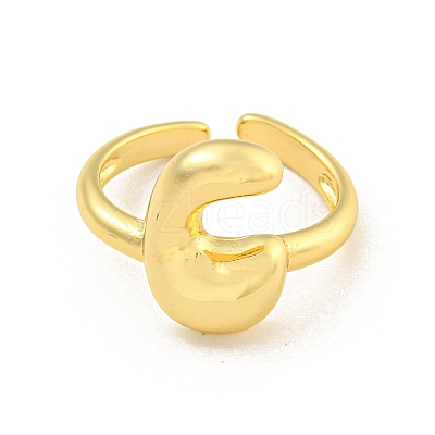 Brass Letter Open Cuff Rings for Women RJEW-G313-01C-G-1