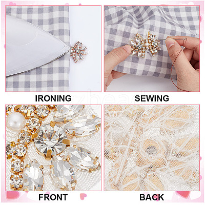 6Pcs 3 Colors Alloy with Glass Rhinestone Bowknot AJEW-NB0006-23-1