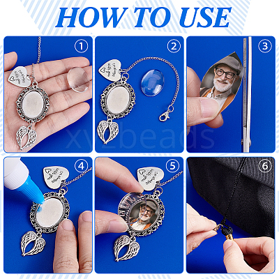 2Pcs 2 Styles Brass & Alloy Heart Wing Graduation Tassel Memorial Photo Charms HJEW-PH02195-01-1