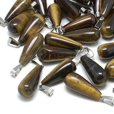 Natural Tiger Eye Pendants G-T081-01-1