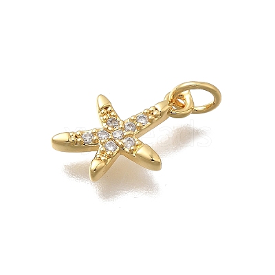 Brass Micro Pave Clear Cubic Zirconia Charms KK-D431-053D-G-1