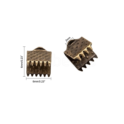Iron Ribbon Crimp Ends E004Y-6x6mm-M-1