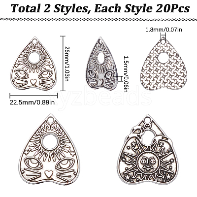40PCS 2Style Tibetan Style Alloy Pendants FIND-SC0008-48-1