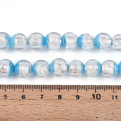 Luminous Handmade Lampwork Silver Foil Beads Strand FOIL-N029-03C-1