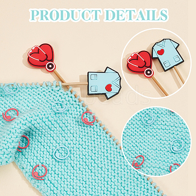 6Pcs 6 Styles Medical Theme Silicone Beads Knitting Needle Protectors/Knitting Needle Stoppers DIY-NB0010-41-1