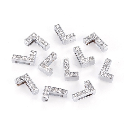 Alloy Initial Slide Charms with Grade A Rhinestones ALRI-R032-L-FF-1